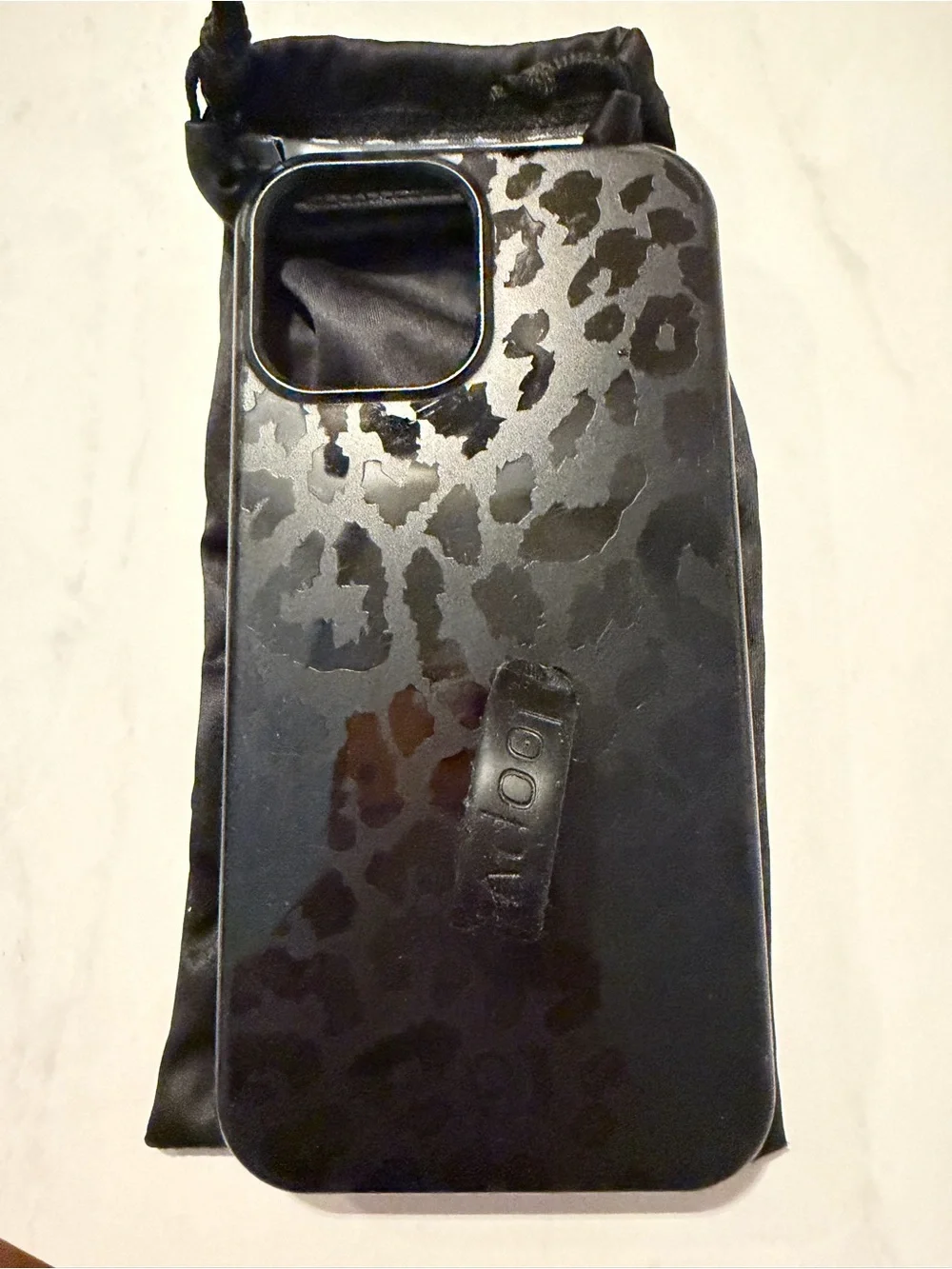 Loopy Case Black Leopard-Print Phone Case with Hand Strap